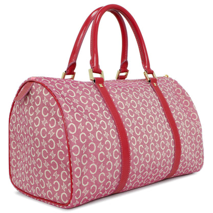 Exclusive Celine Pink Denim Macadam Boston Bag — Detail View
