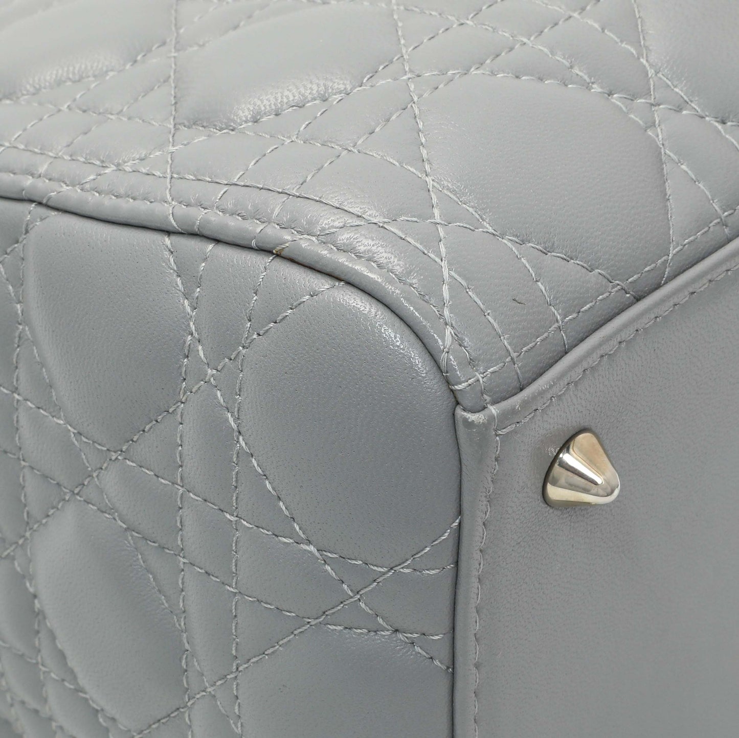 Exclusive Christian Dior Grey Lambskin Cannage Medium Lady Dior — Lifestyle View