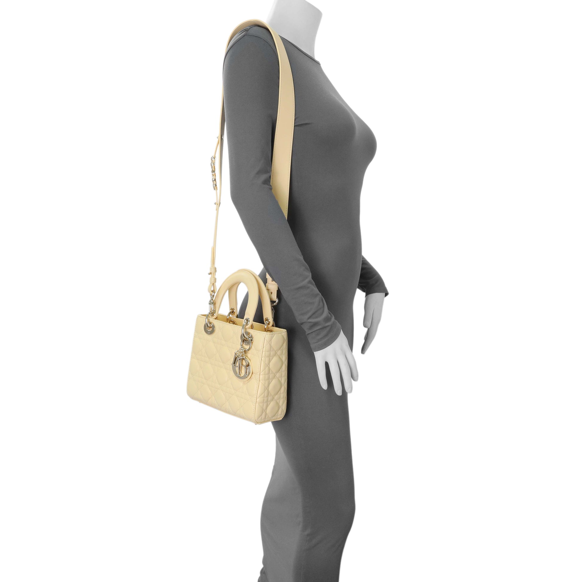 Exclusive Christian Dior Light Yellow Lambskin Cannage Small My ABCDior Lady Dior — Alternate View 7