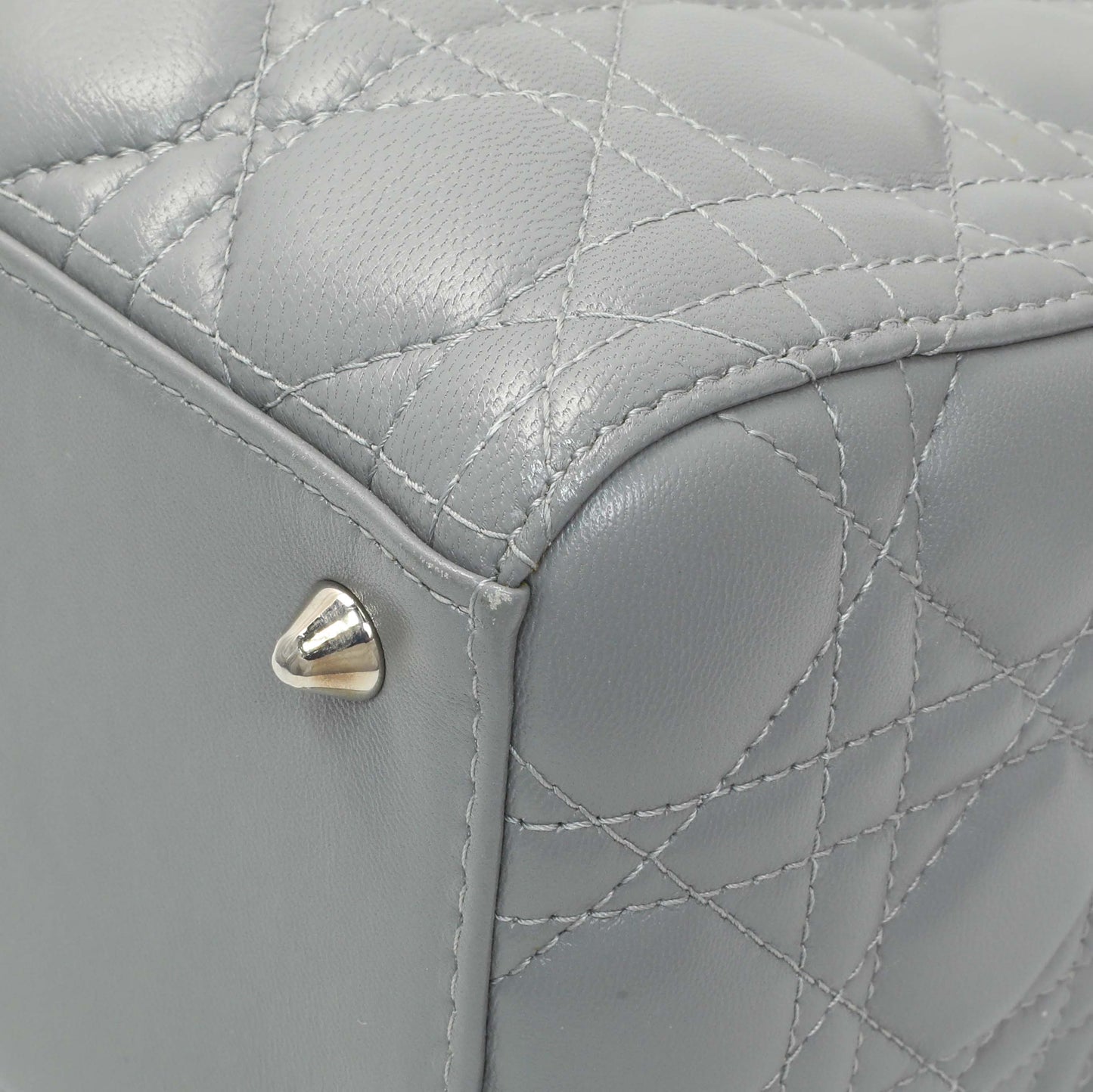 Exclusive Christian Dior Grey Lambskin Cannage Medium Lady Dior — Alternate View 7
