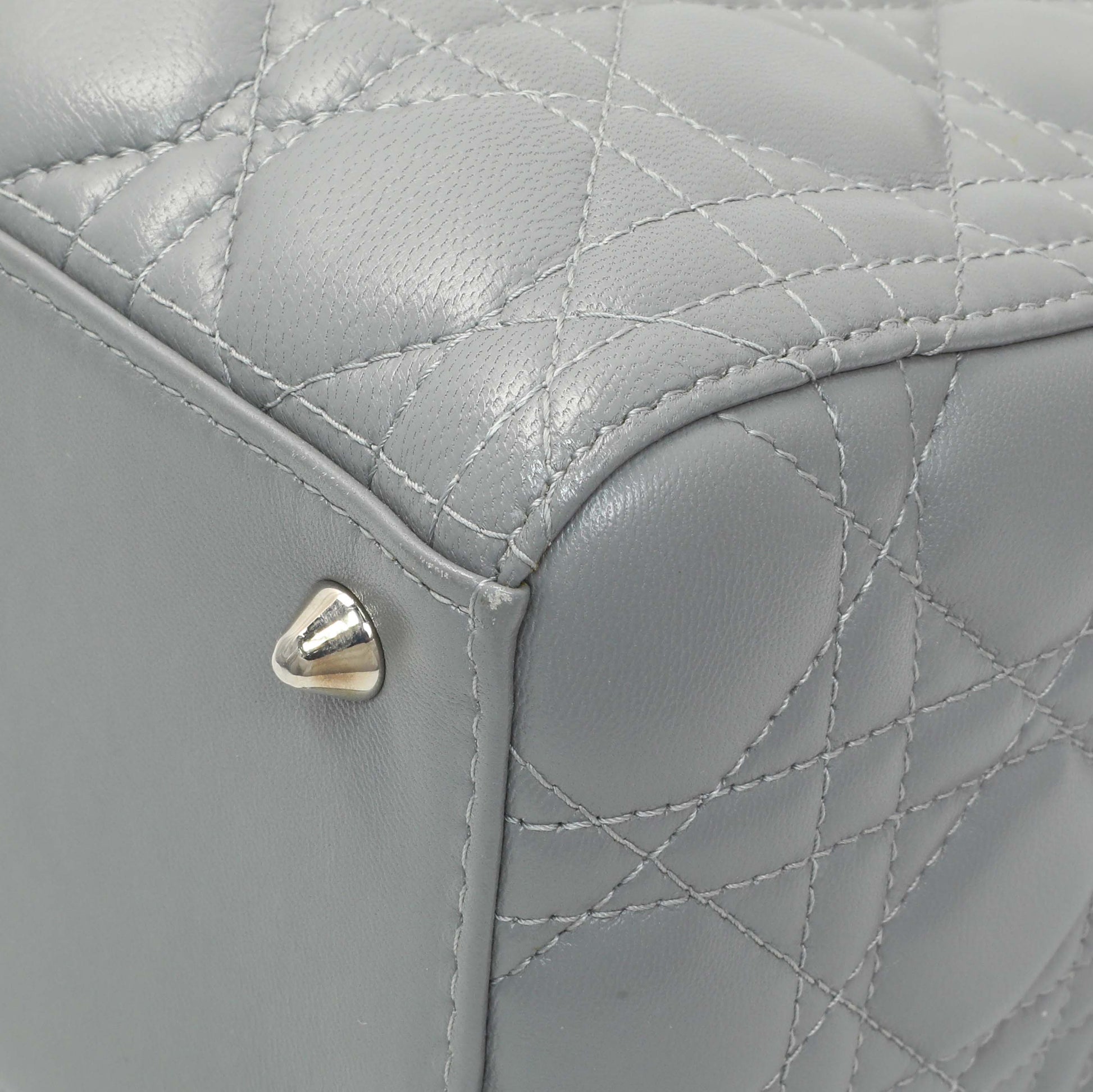 Exclusive Christian Dior Grey Lambskin Cannage Medium Lady Dior — Alternate View 7