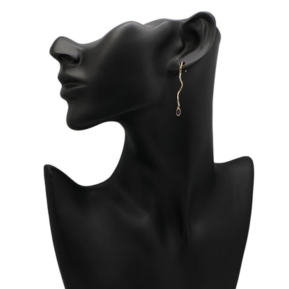 Exclusive 14K Yellow Gold Swirl Drop Sapphire Earrings — Back View
