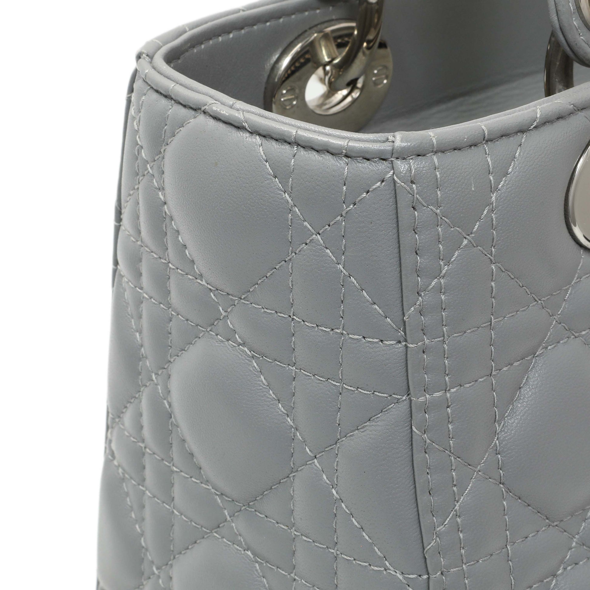 Exclusive Christian Dior Grey Lambskin Cannage Medium Lady Dior — Alternate View 8