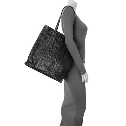 Exclusive Prada Black Nappa Antique Tote — Alternate View 10