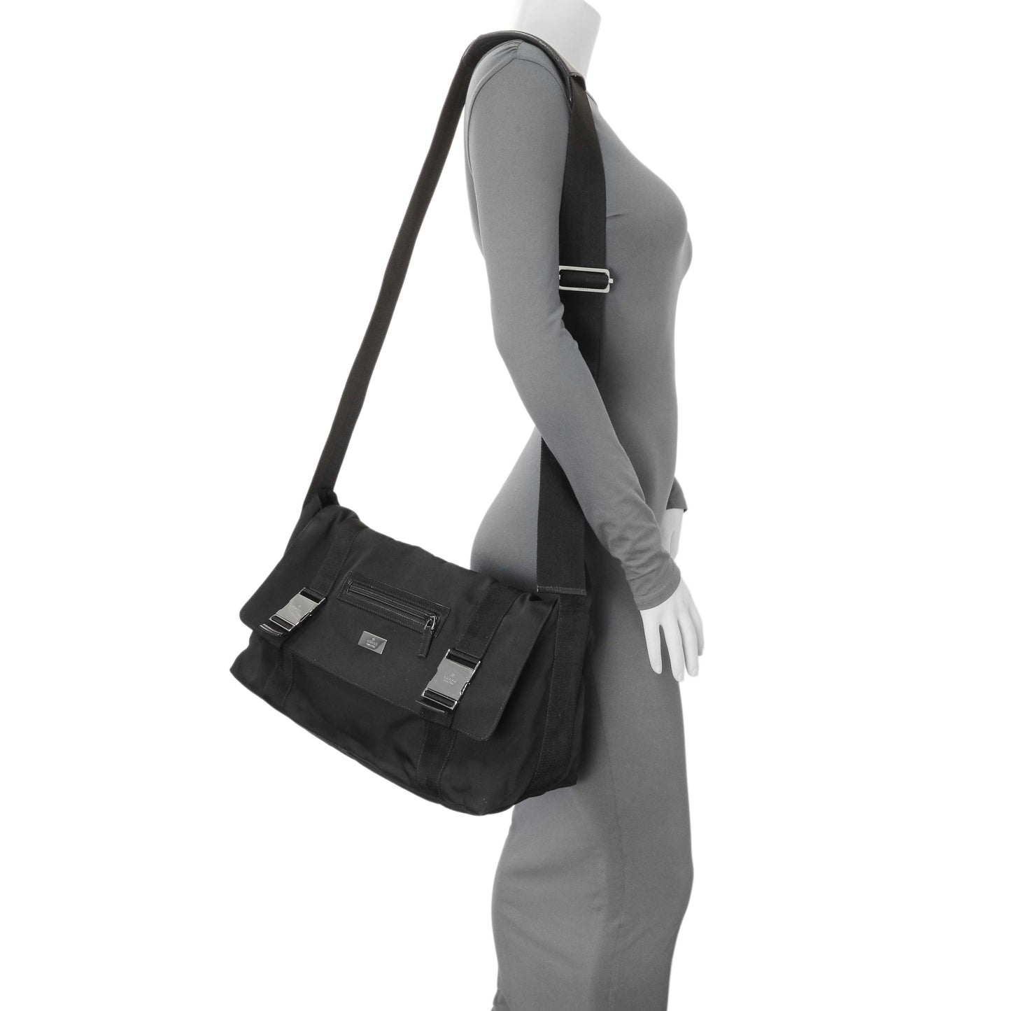 Exclusive Gucci Black Nylon Messenger Crossbody Shoulder Bag — Alternate View 7