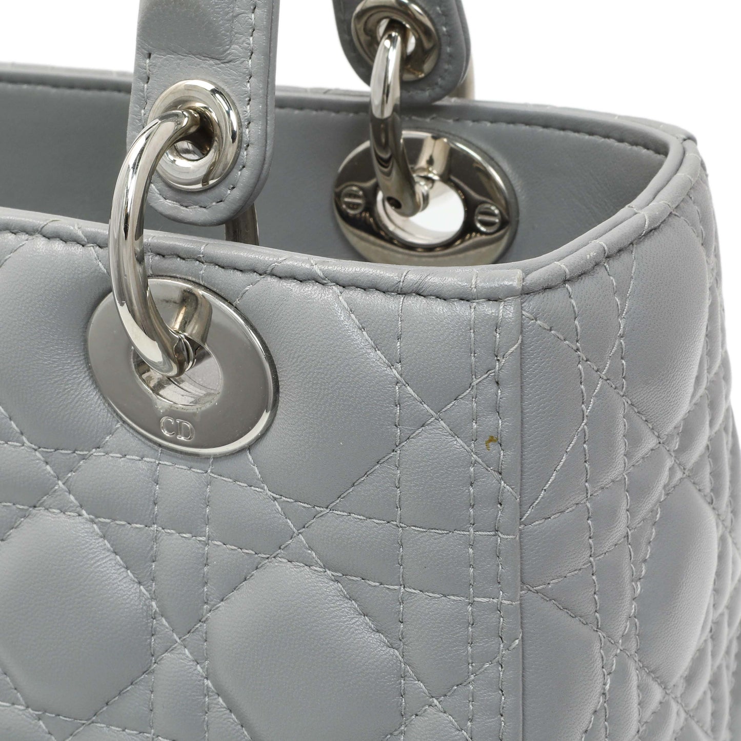 Exclusive Christian Dior Grey Lambskin Cannage Medium Lady Dior — Alternate View 11