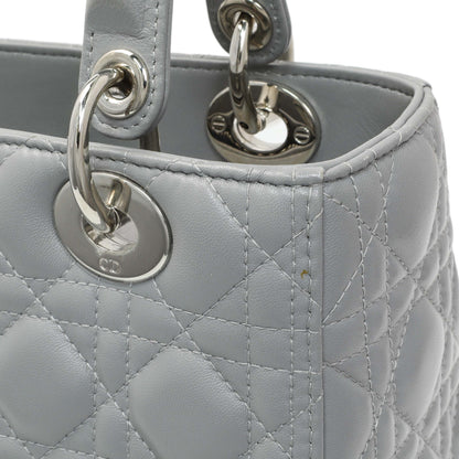 Exclusive Christian Dior Grey Lambskin Cannage Medium Lady Dior — Alternate View 11