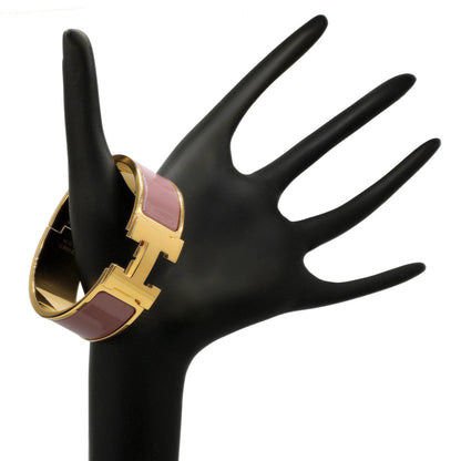 Exclusive Hermes Bois de Rose Enamel Clic Clac H Bracelet — Back View