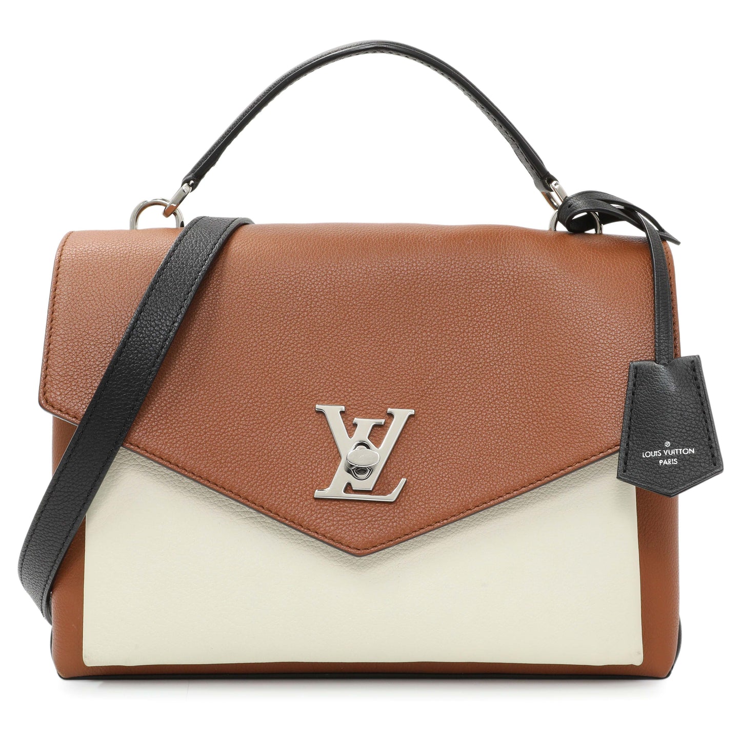 Exclusive Louis Vuitton Caramel Creme Black Soft Calfskin My Lockme Top Handle — Front View