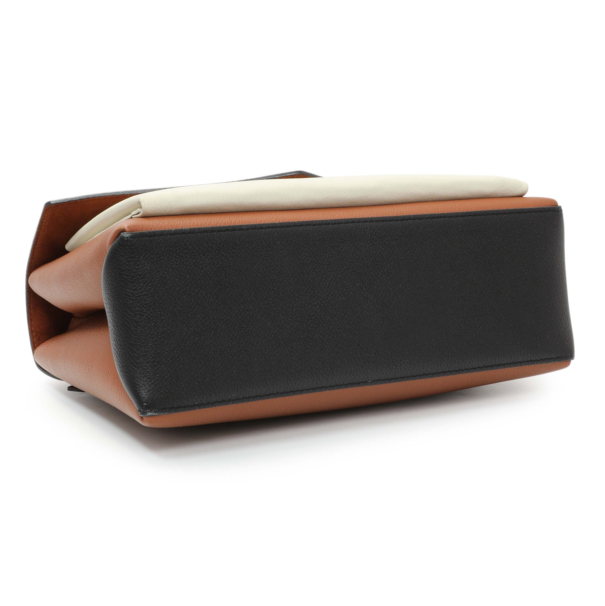 Exclusive Louis Vuitton Caramel Creme Black Soft Calfskin My Lockme Top Handle — Back View