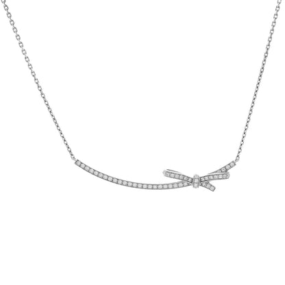 Exclusive Chanel 18K White Gold Diamond Ruban Short Necklace — Front View
