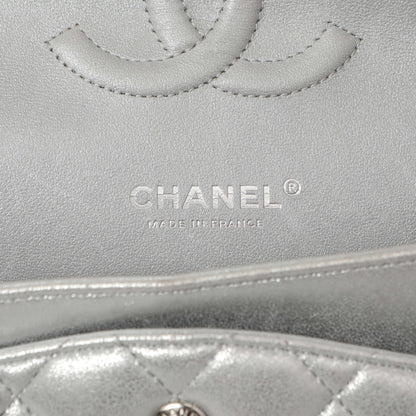 Exclusive Chanel Silver Quilted Calfskin Medium Classic Double Flap — Alternate View 10
