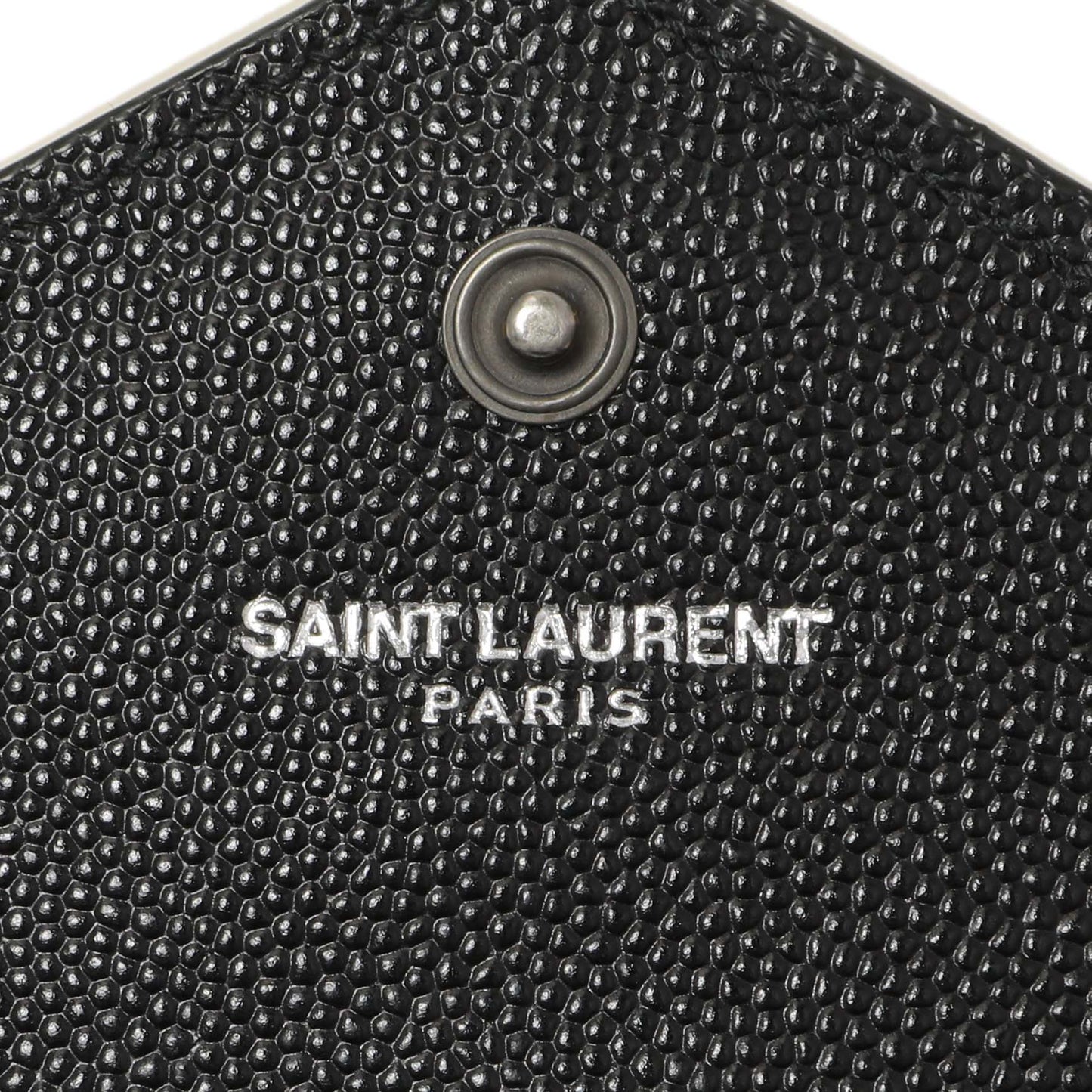 Exclusive Saint Laurent Black Grain De Poudre Matelasse Chevron Monogram Envelope Wallet — Detail View