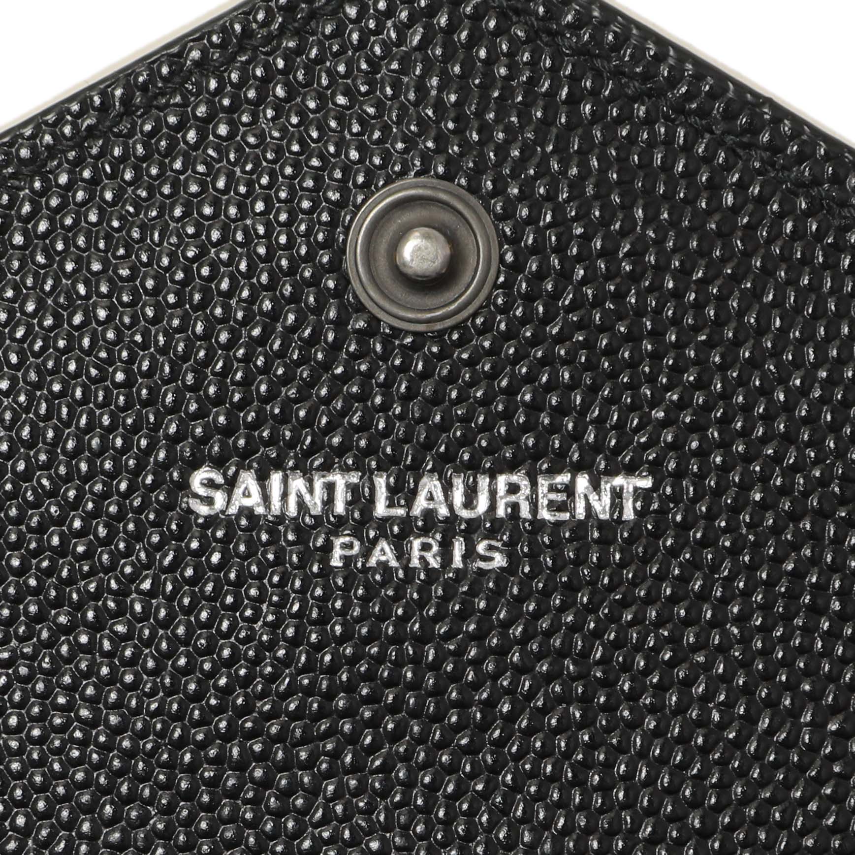 Exclusive Saint Laurent Black Grain De Poudre Matelasse Chevron Monogram Envelope Wallet — Detail View