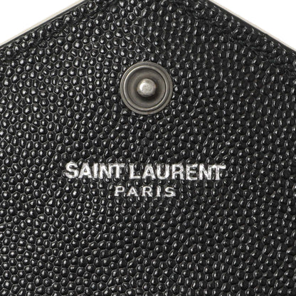 Exclusive Saint Laurent Black Grain De Poudre Matelasse Chevron Monogram Envelope Wallet — Detail View