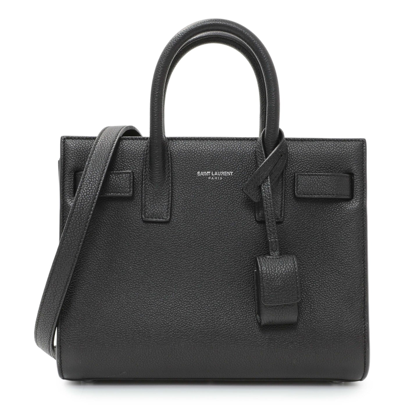 Exclusive Saint Laurent Black Grained Calfskin Nano Sac De Jour — Front View
