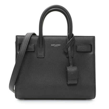 Exclusive Saint Laurent Black Grained Calfskin Nano Sac De Jour — Front View