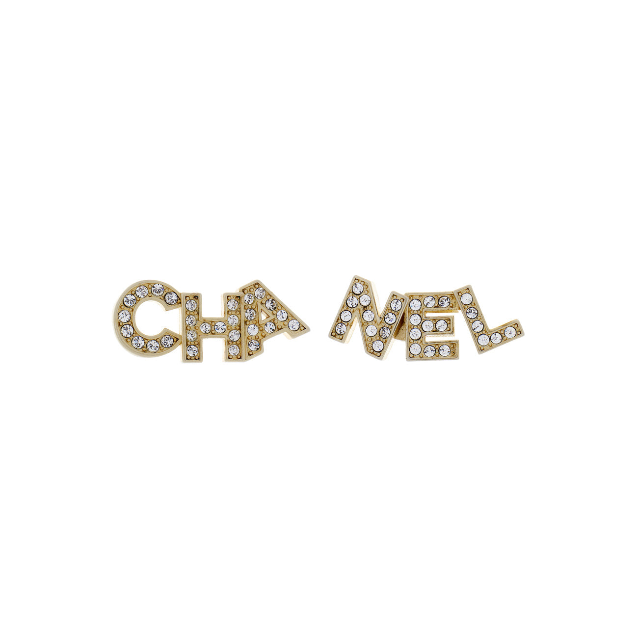 Exclusive Chanel Crystal Cha-Nel Earrings — Front View
