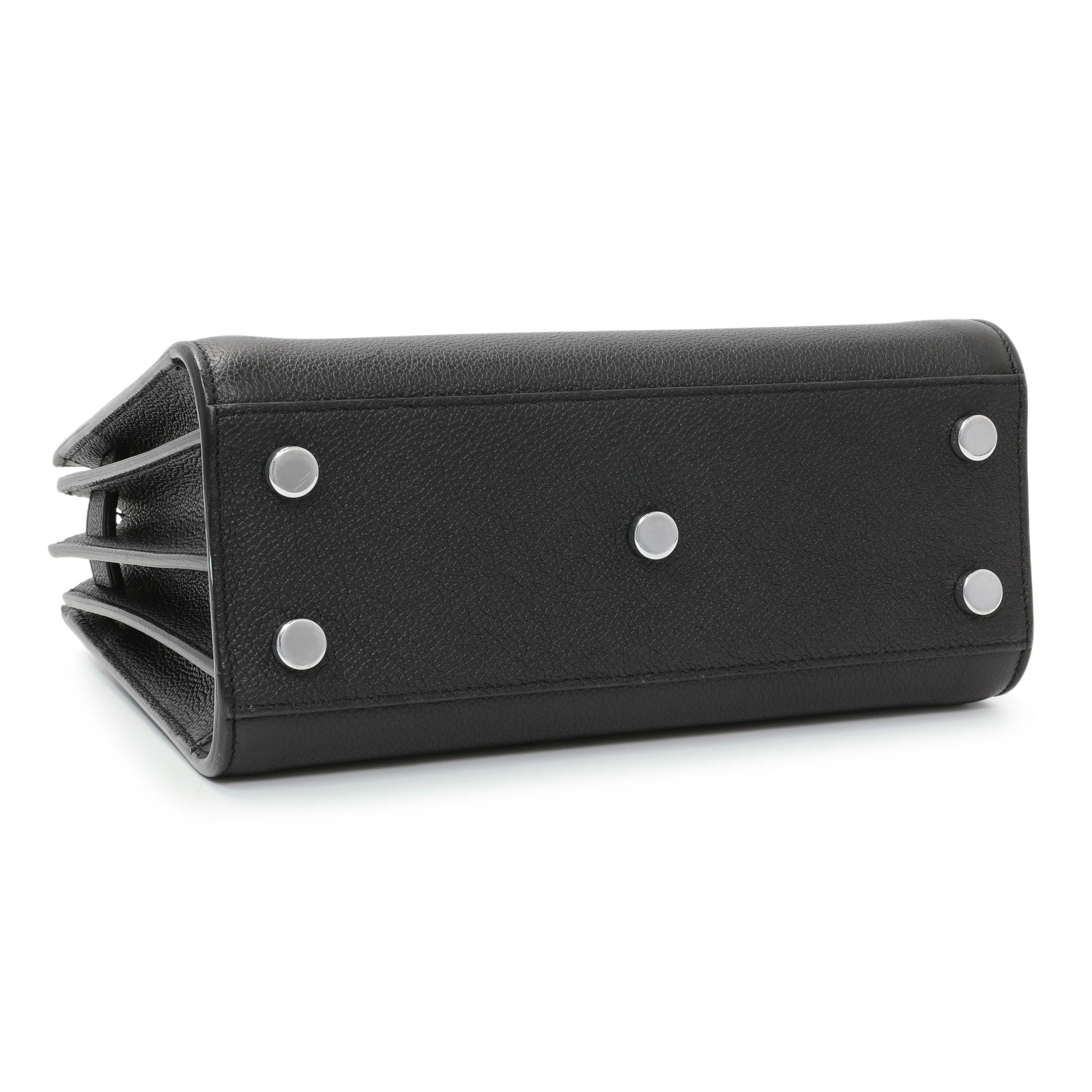 Exclusive Saint Laurent Black Grained Calfskin Nano Sac De Jour — Back View