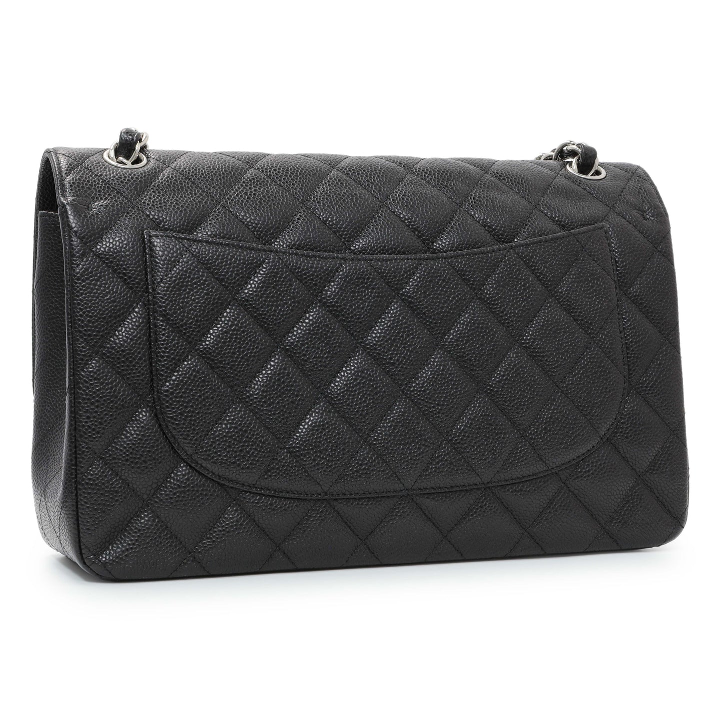Exclusive Chanel Black Caviar Jumbo Classic Double Flap — Side View