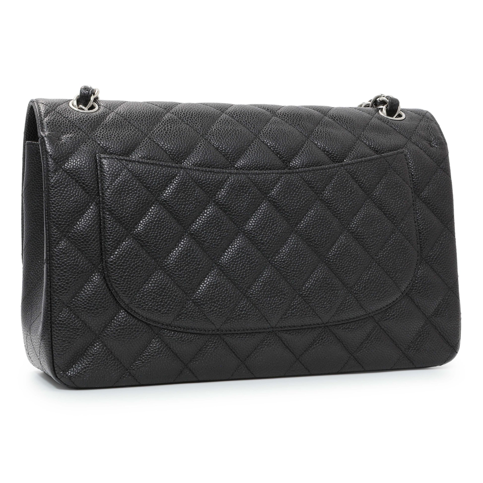 Exclusive Chanel Black Caviar Jumbo Classic Double Flap — Side View