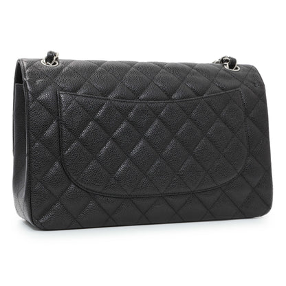Exclusive Chanel Black Caviar Jumbo Classic Double Flap — Side View