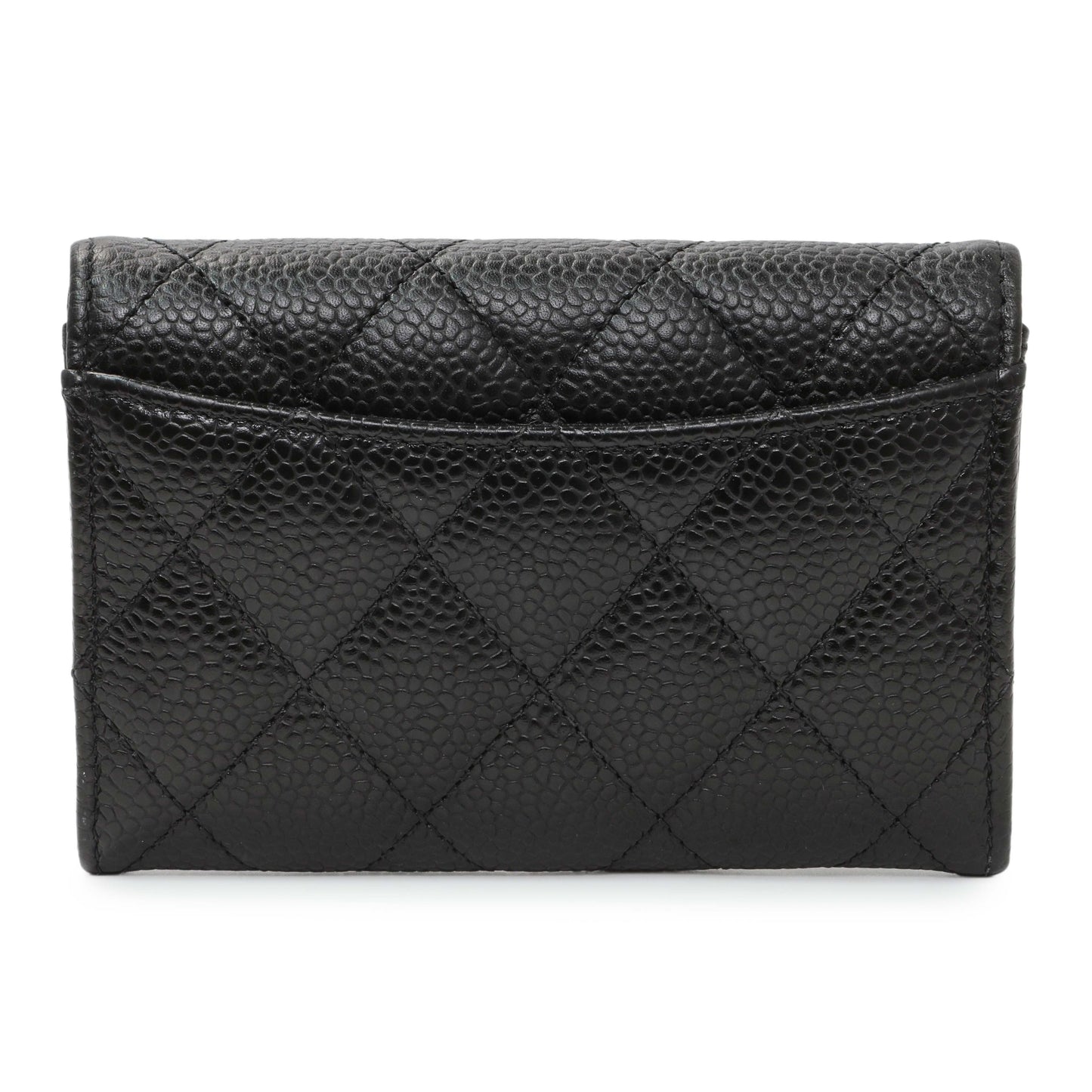 Exclusive Chanel Black Caviar Quilted Flap Card Holder Wallet — Side View