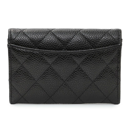 Exclusive Chanel Black Caviar Quilted Flap Card Holder Wallet — Side View