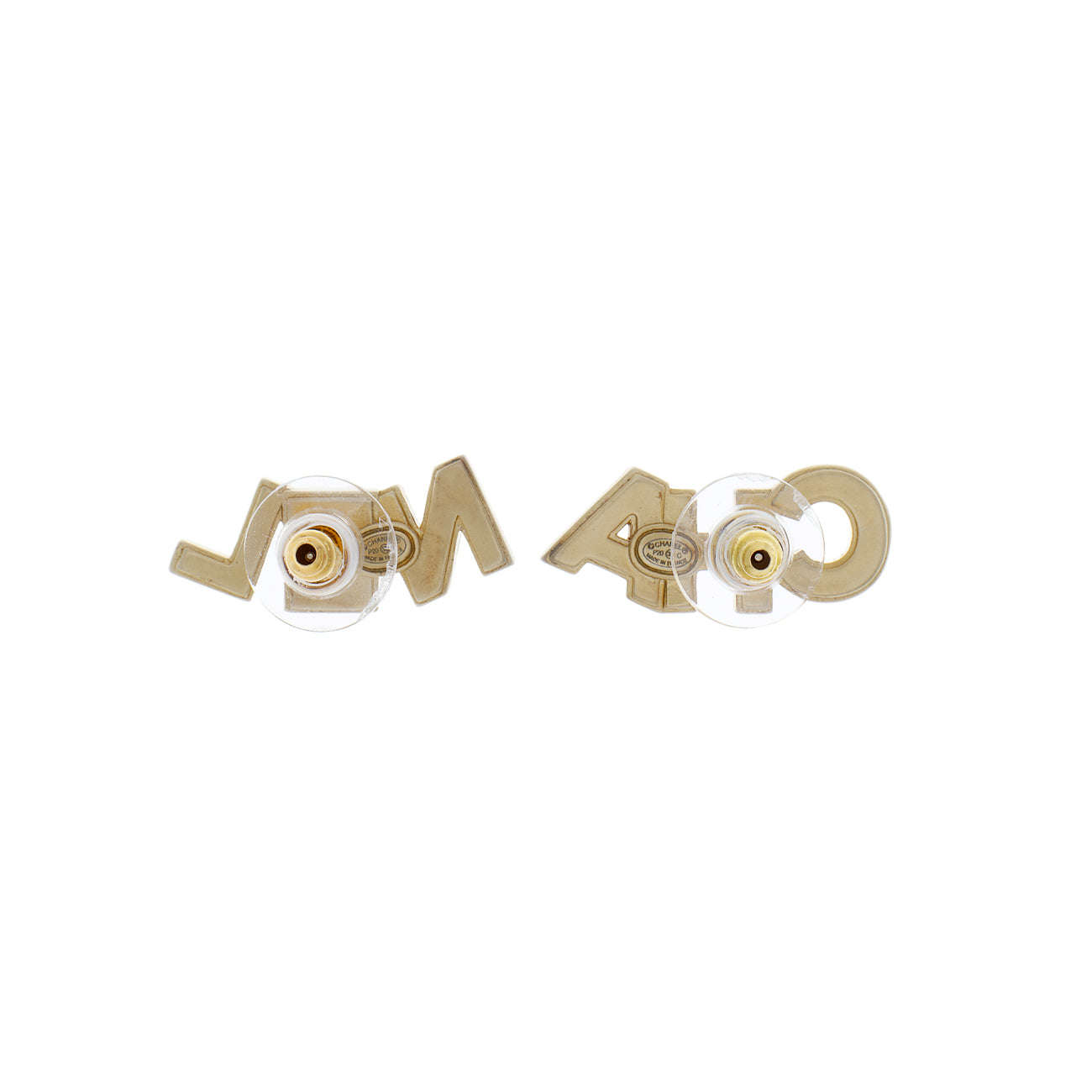 Exclusive Chanel Crystal Cha-Nel Earrings — Back View