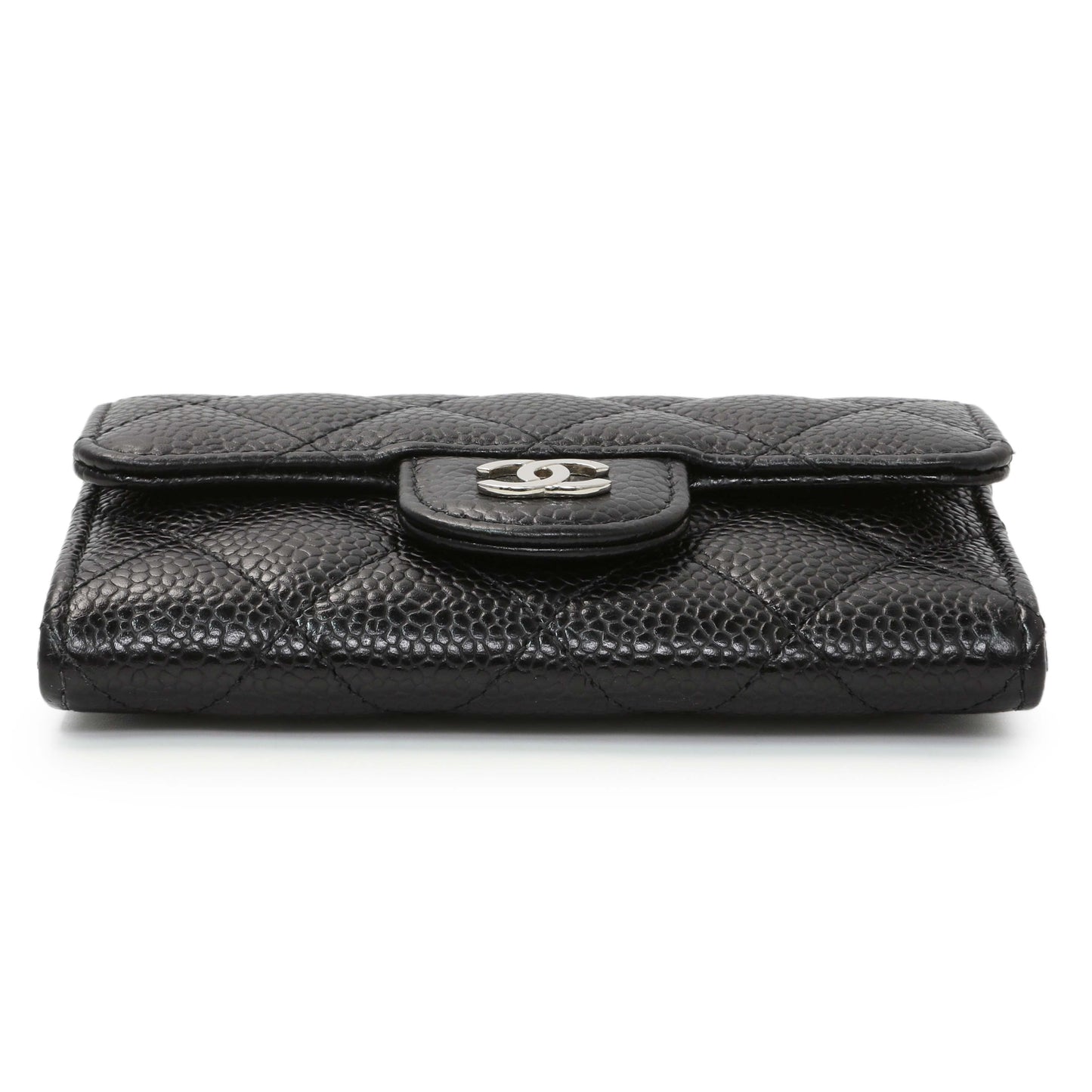 Exclusive Chanel Black Caviar Quilted Flap Card Holder Wallet — Back View