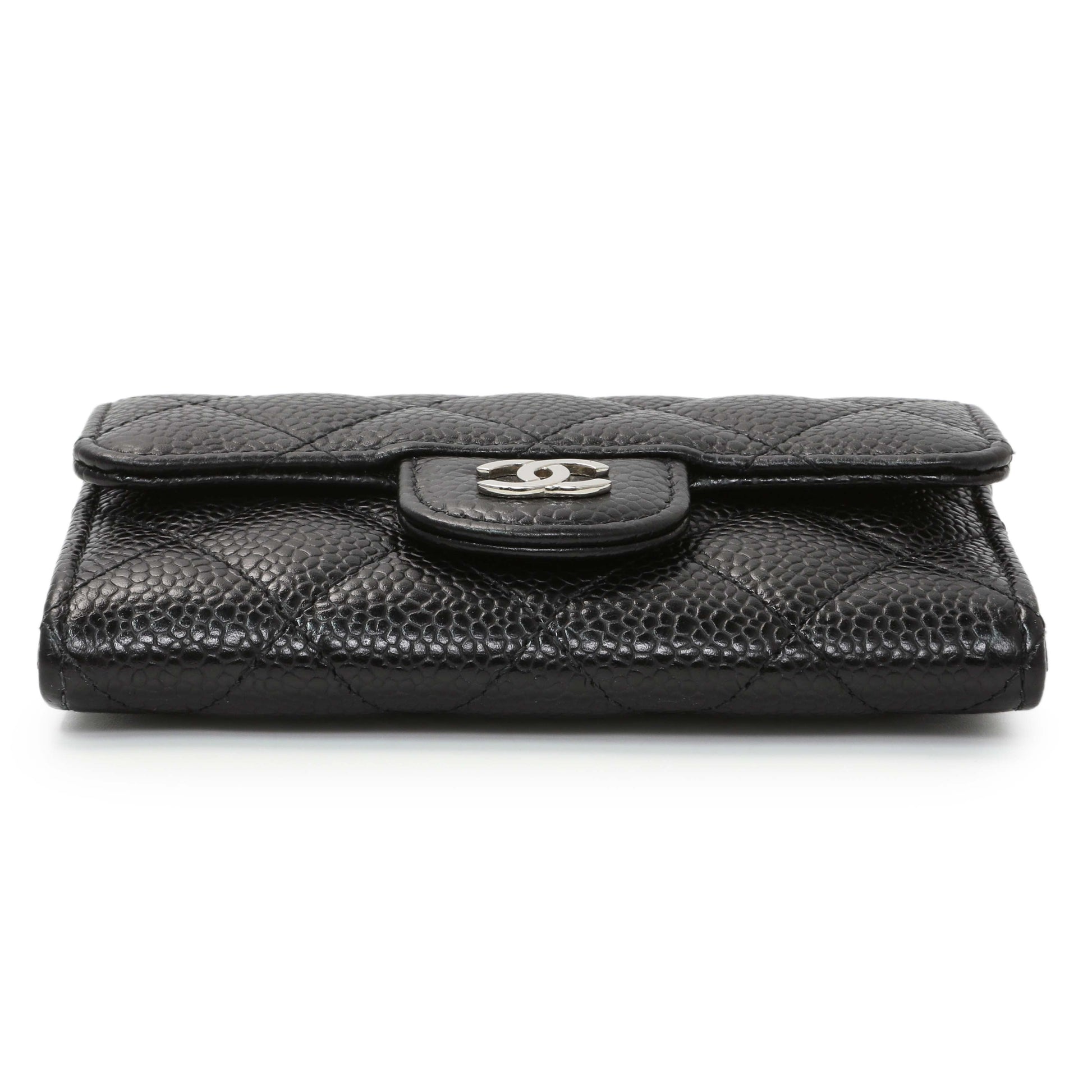 Exclusive Chanel Black Caviar Quilted Flap Card Holder Wallet — Back View