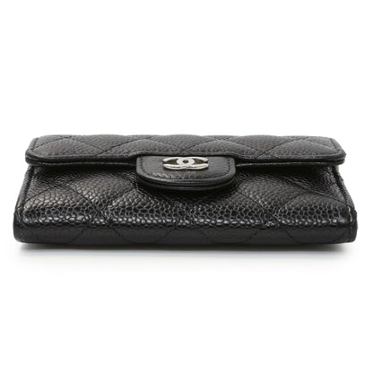 Exclusive Chanel Black Caviar Quilted Flap Card Holder Wallet — Back View