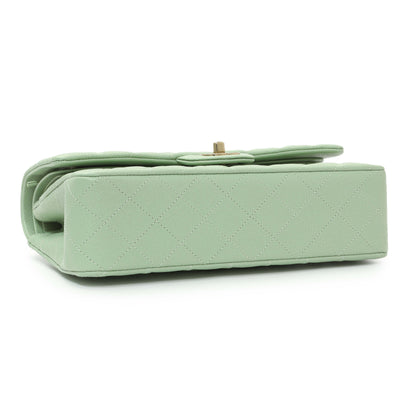 Exclusive Chanel Light Mint Green Caviar Medium Classic Double Flap — Back View