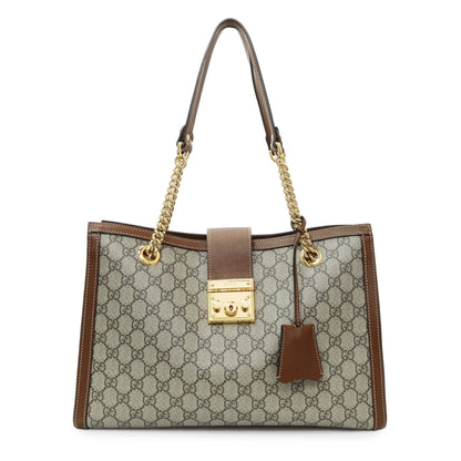 Exclusive Gucci GG Supreme Monogram Medium Padlock Tote — Front View