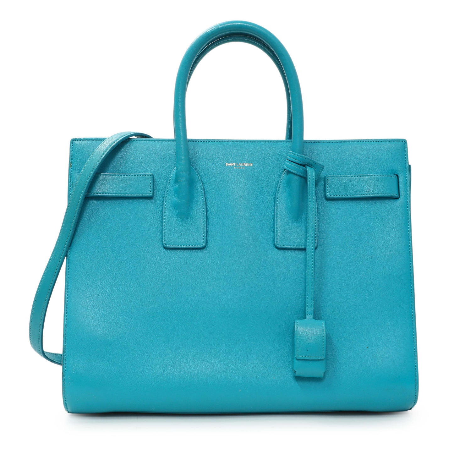 Exclusive Saint Laurent Blue Calfskin Small Sac De Jour — Front View
