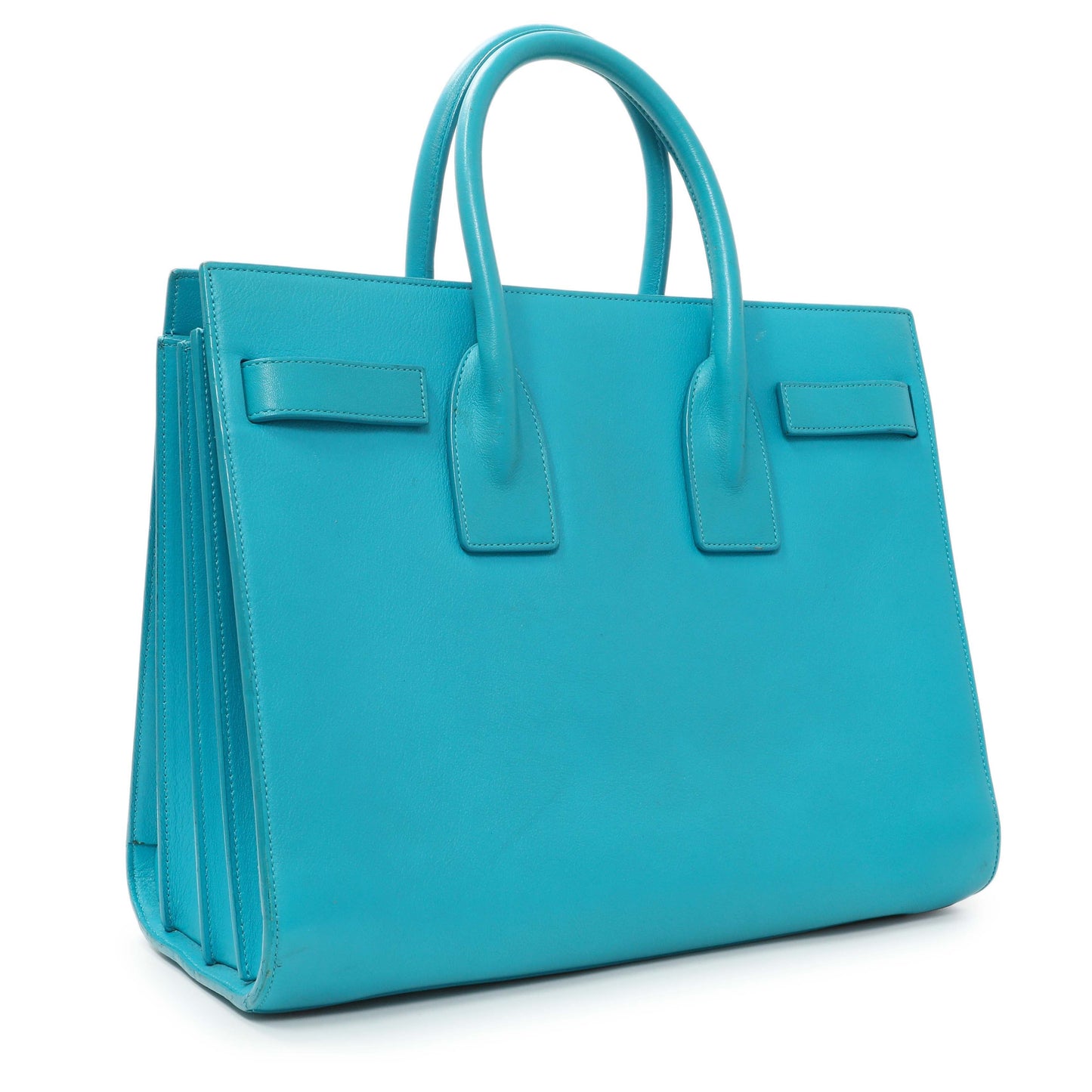 Exclusive Saint Laurent Blue Calfskin Small Sac De Jour — Side View