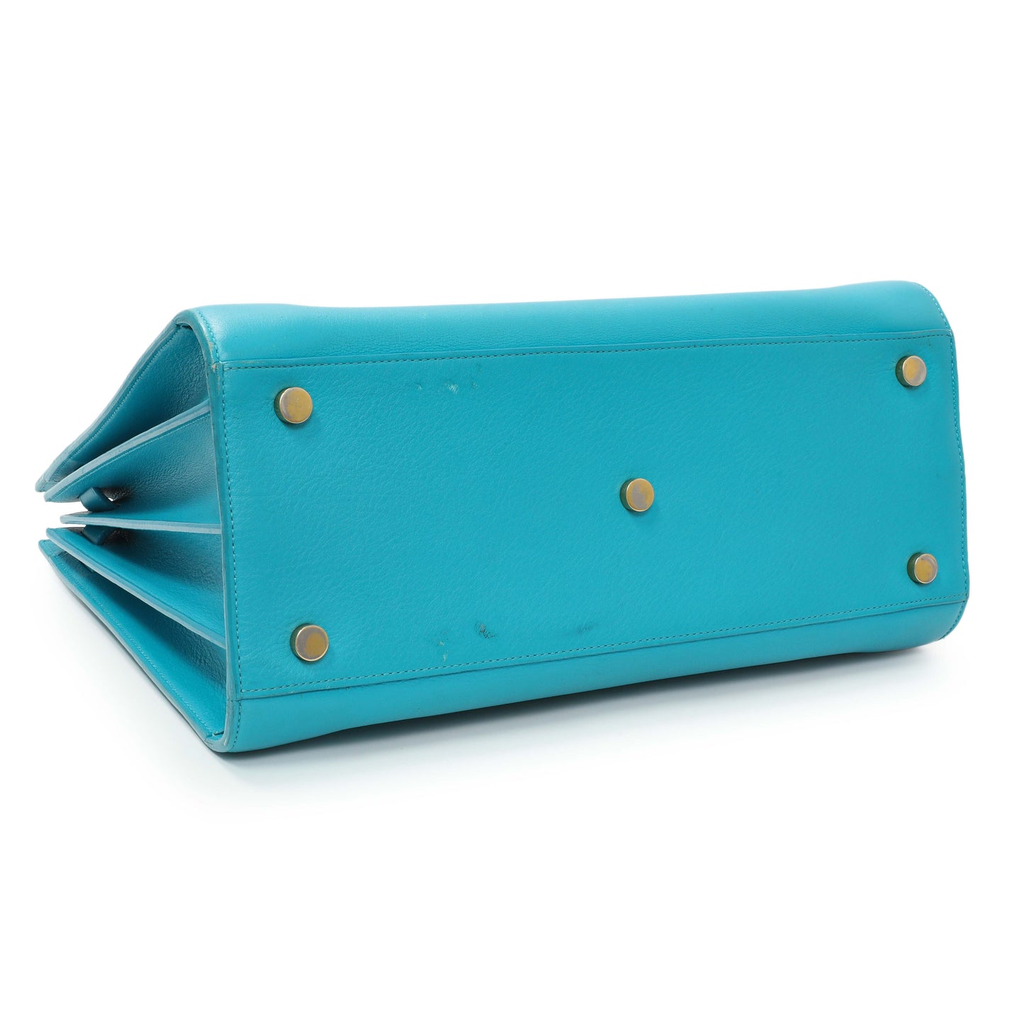 Exclusive Saint Laurent Blue Calfskin Small Sac De Jour — Back View