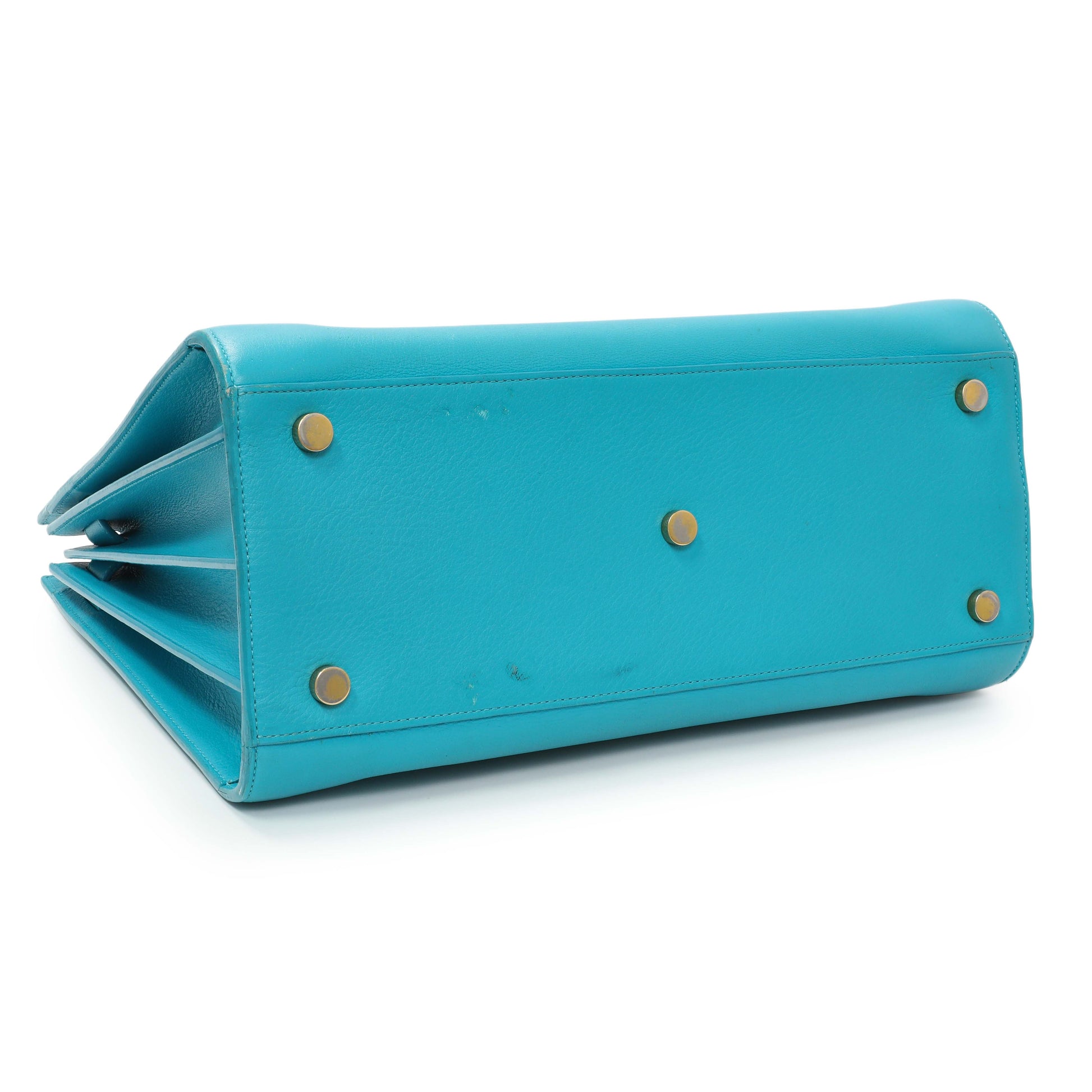 Exclusive Saint Laurent Blue Calfskin Small Sac De Jour — Back View