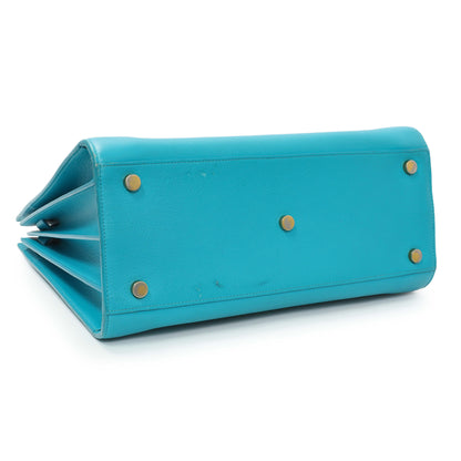 Exclusive Saint Laurent Blue Calfskin Small Sac De Jour — Back View