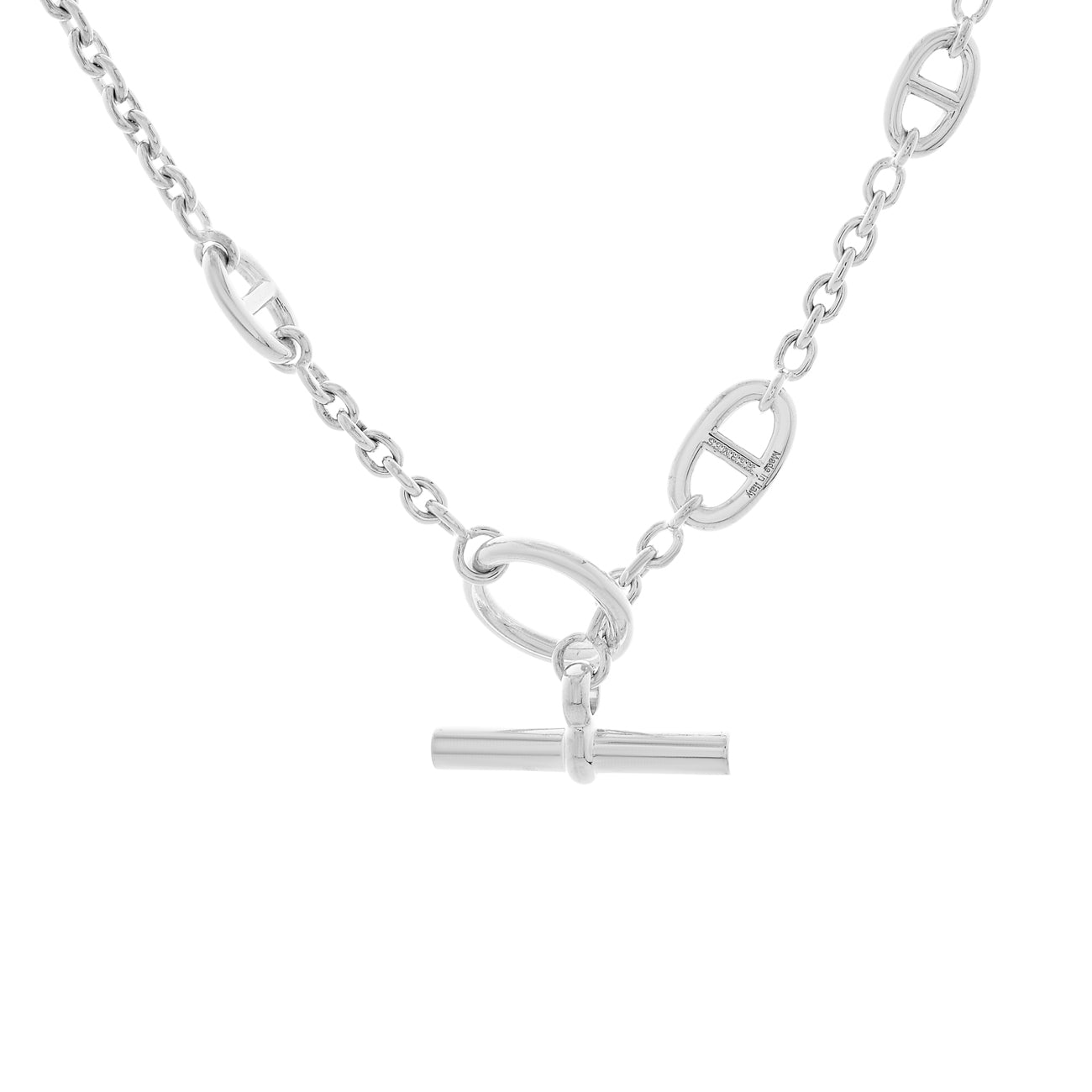 Exclusive Hermes Sterling Silver Farandole Necklace 120 — Side View