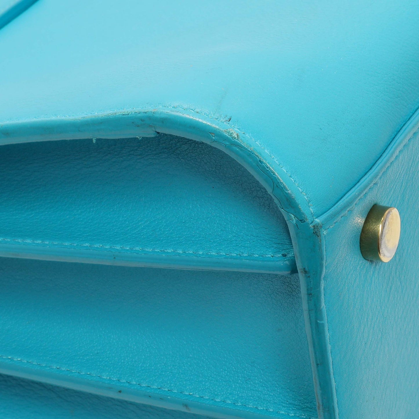 Exclusive Saint Laurent Blue Calfskin Small Sac De Jour — Lifestyle View