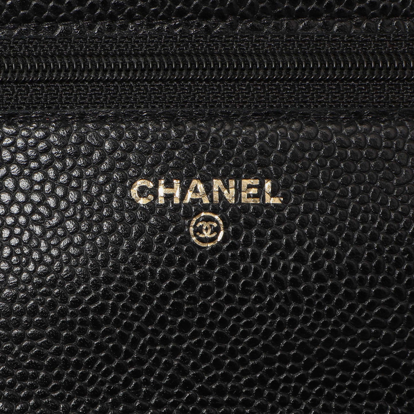 Exclusive Chanel Black Quilted Caviar Classic Wallet on Chain WOC — Detail View