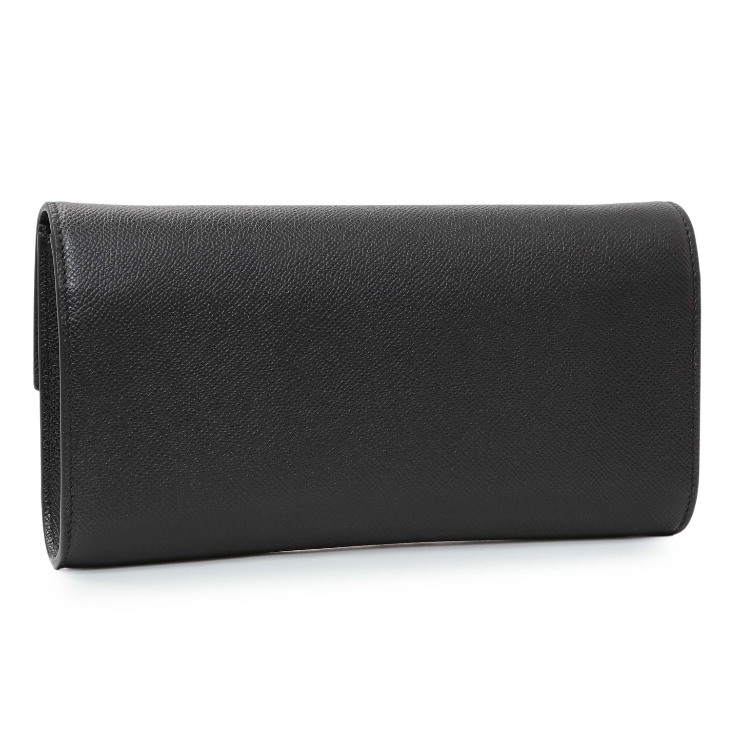 Exclusive Salvatore Ferragamo Black Grained Calfskin Gancio Clasp Chain Clutch — Side View