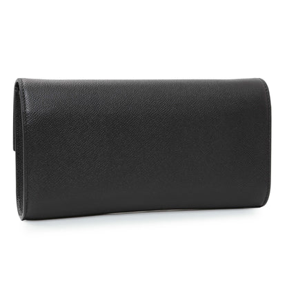 Exclusive Salvatore Ferragamo Black Grained Calfskin Gancio Clasp Chain Clutch — Side View