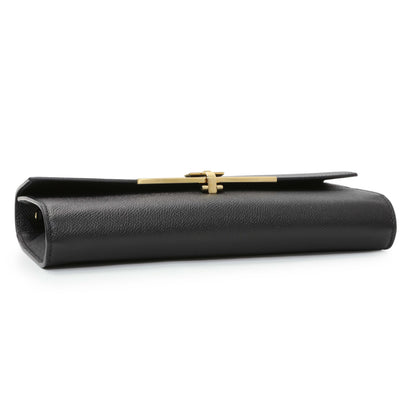 Exclusive Salvatore Ferragamo Black Grained Calfskin Gancio Clasp Chain Clutch — Back View
