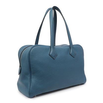 Exclusive Hermes Cobalt Clemence Victoria II 35 — Side View