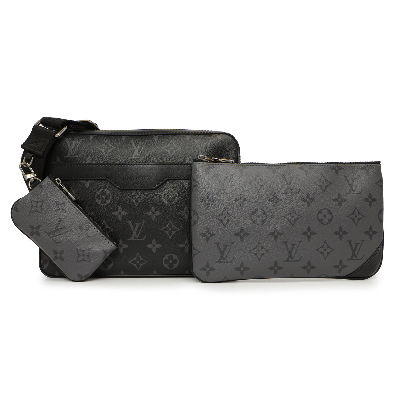 Exclusive Louis Vuitton Monogram Eclipse Reverse Trio Messenger — Front View