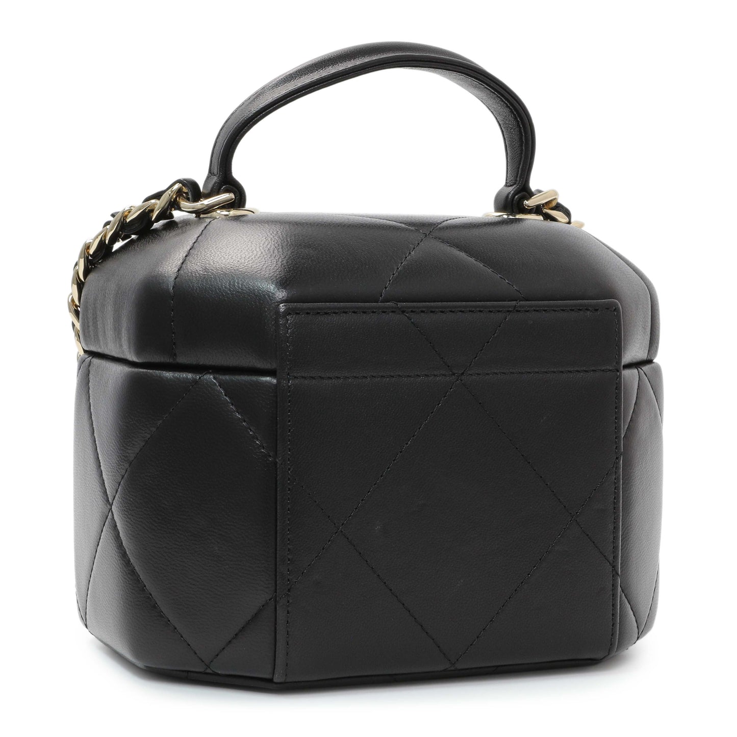 Exclusive Chanel Black Quilted Lambskin Hexagon Vanity Case — Back View