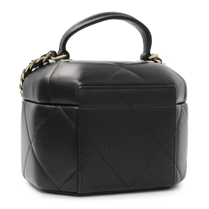 Exclusive Chanel Black Quilted Lambskin Hexagon Vanity Case — Back View