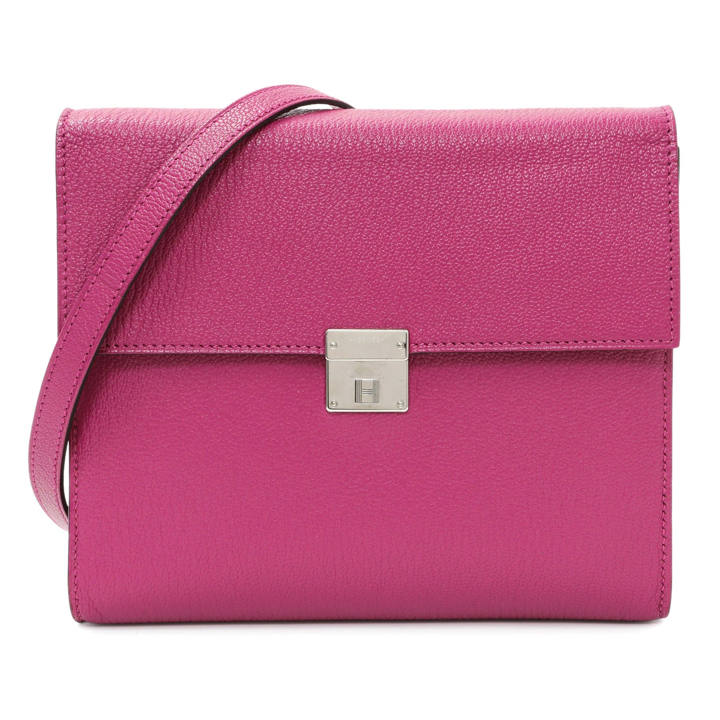 Exclusive Hermes Rose Pourpre Chèvre Mysore Clic 16 — Front View